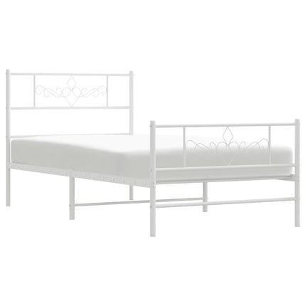sengeramme med sengegavl og fodgærde 100x200 cm metal hvid