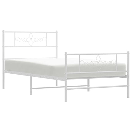 sengeramme med sengegavl og fodgærde 107x203 cm metal hvid