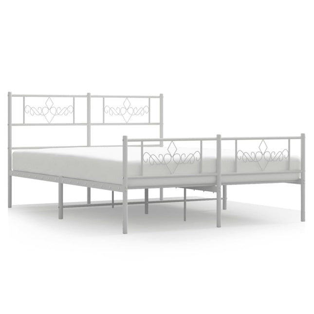sengeramme med sengegavl og fodgærde 120x200 cm metal hvid