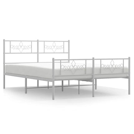 sengeramme med sengegavl og fodgærde 140x190 cm metal hvid