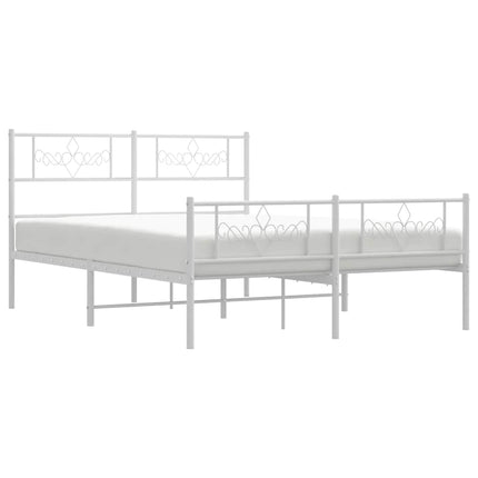 sengeramme med sengegavl og fodgærde 140x190 cm metal hvid