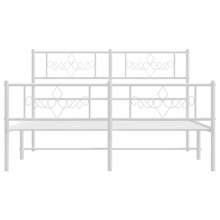 sengeramme med sengegavl og fodgærde 140x190 cm metal hvid