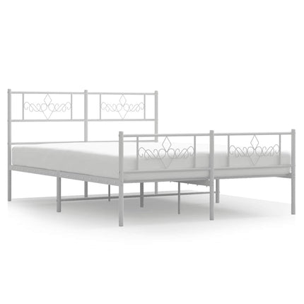 sengeramme med sengegavl og fodgærde 140x200 cm metal hvid
