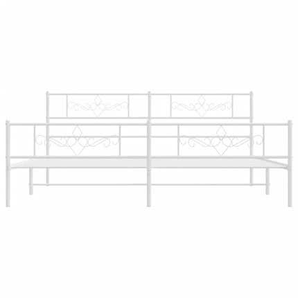 sengeramme med sengegavl og fodgærde 200x200 cm metal hvid