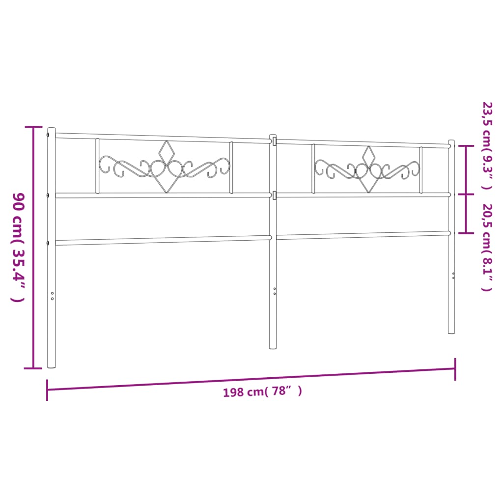 udskiftningsgavl 193 cm metal hvid