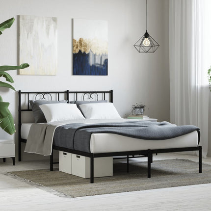 sengeramme med sengegavl 140x190 cm metal sort