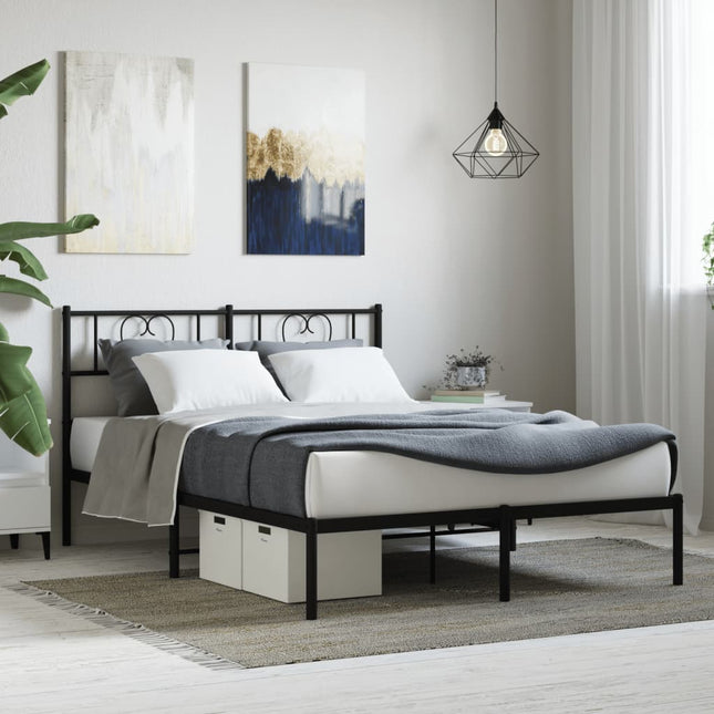 sengeramme med sengegavl 140x190 cm metal sort