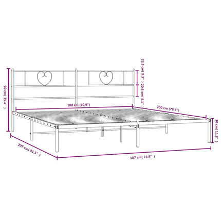 sengeramme med sengegavl 180x200 cm metal sort