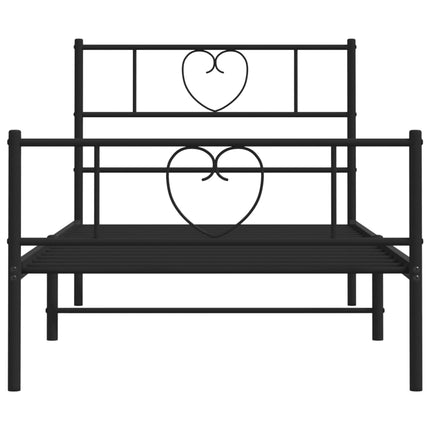 sengeramme med sengegavl og fodgærde 90x190 cm metal sort