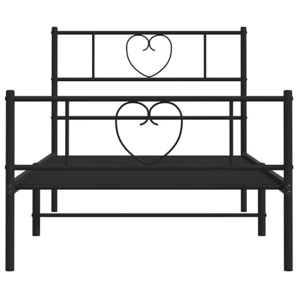 sengeramme med sengegavl og fodgærde 107x203 cm metal sort