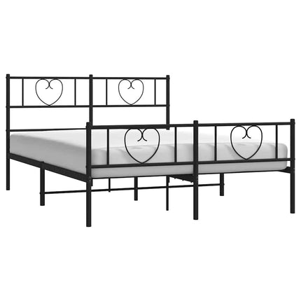 sengeramme med sengegavl og fodgærde 135x190 cm metal sort