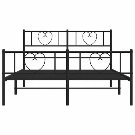 sengeramme med sengegavl og fodgærde 135x190 cm metal sort