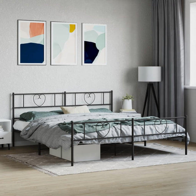 sengeramme uden madras med fodgærde 180x200 cm sort