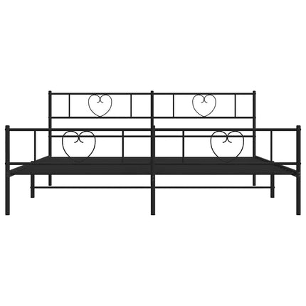 sengeramme med sengegavl og fodgærde 183x213 cm metal sort