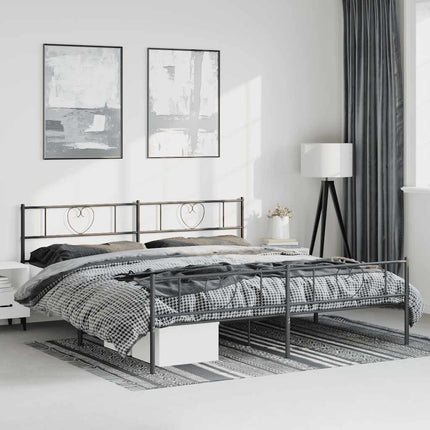 sengeramme med sengegavl og fodgærde 183x213 cm metal sort