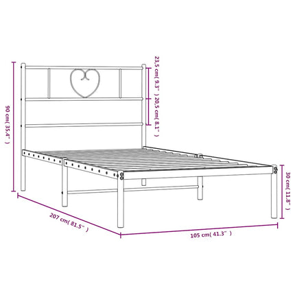 sengeramme med sengegavl 100x200 cm metal hvid