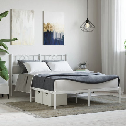 sengeramme med sengegavl 160x200 cm metal hvid