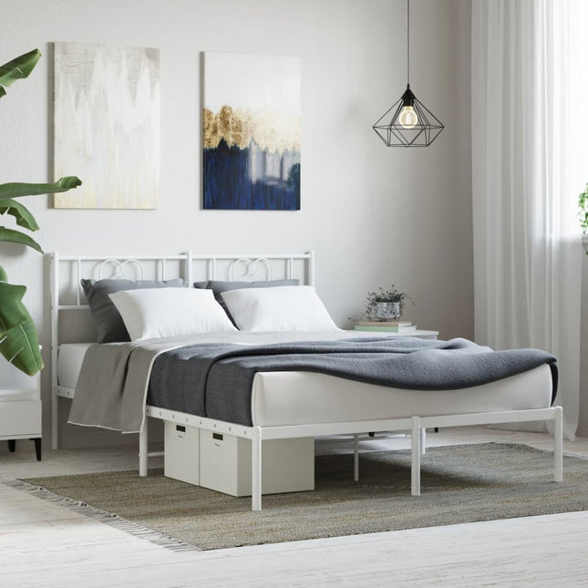 sengeramme med sengegavl 160x200 cm metal hvid