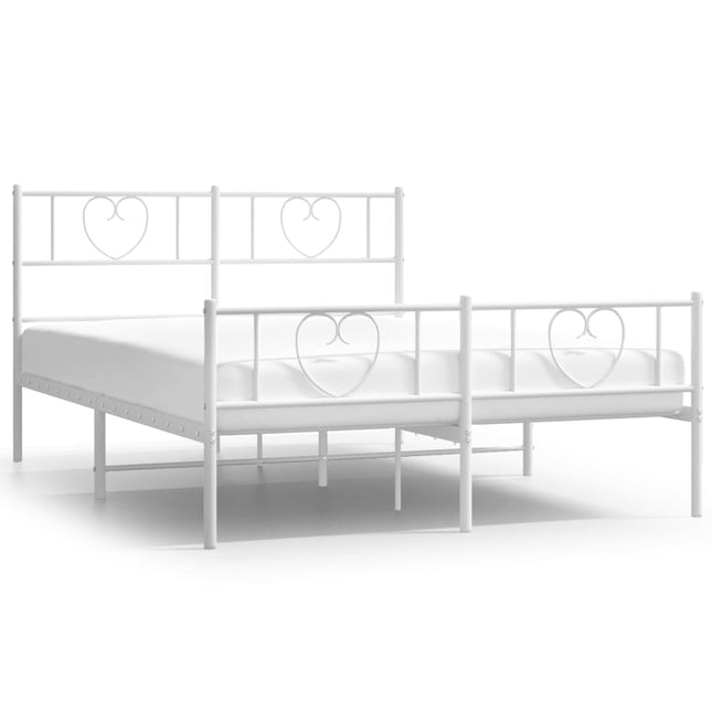 sengeramme med sengegavl og fodgærde 120x190 cm metal hvid
