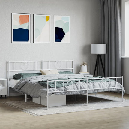 sengeramme med sengegavl og fodgærde 180x200 cm metal hvid
