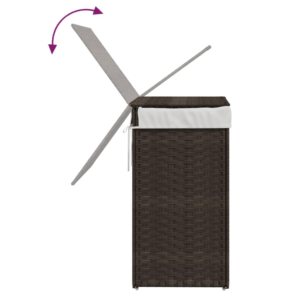 vasketøjskurv med låg 46x33x60 cm polyrattan mørkebrun