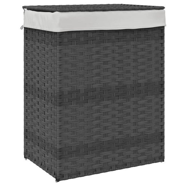 vasketøjskurv med låg 46x33x60 cm polyrattan grå