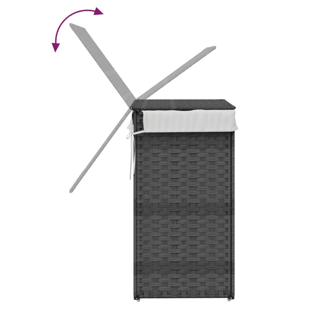 vasketøjskurv med låg 46x33x60 cm polyrattan grå