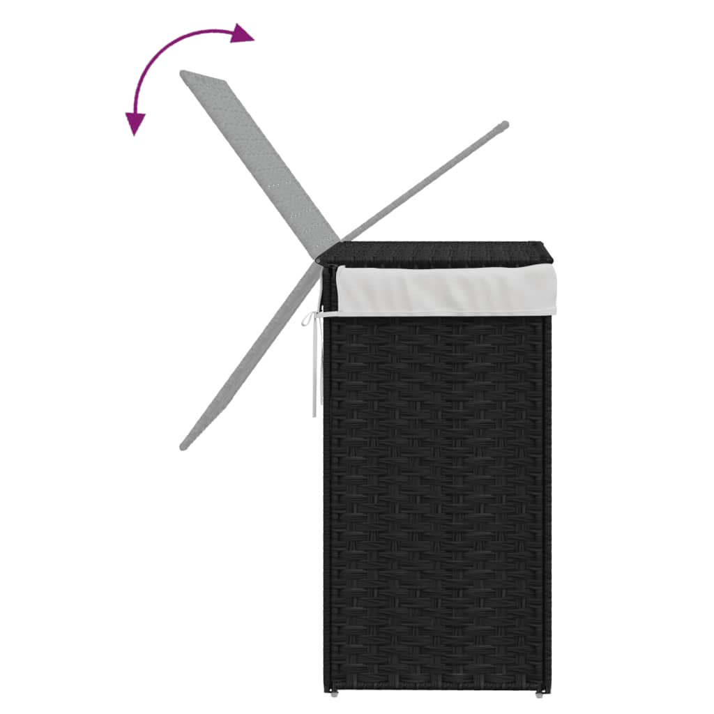 vasketøjskurv med låg 46x33x60 cm polyrattan sort