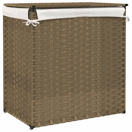 vasketøjskurv med 2 sektioner 53x35x57 cm polyrattan