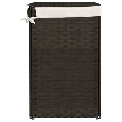 vasketøjskurv med 2 sektioner 53x35x57 cm polyrattan mørkebrun