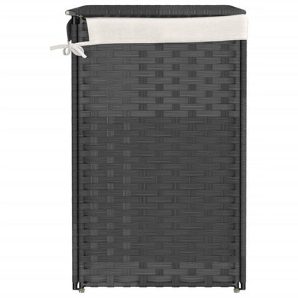 vasketøjskurv med 2 sektioner 53x35x57 cm polyrattan grå