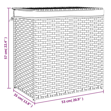 vasketøjskurv med 2 sektioner 53x35x57 cm polyrattan sort