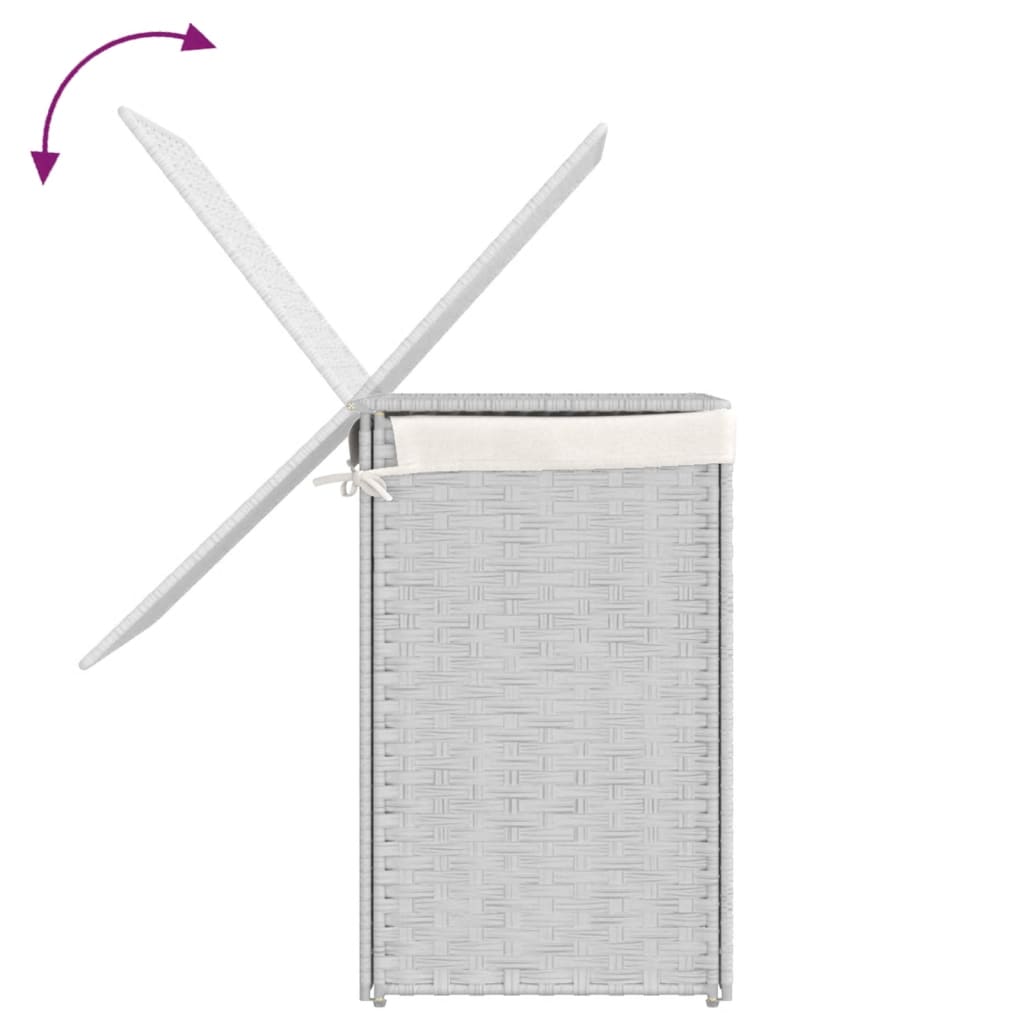 vasketøjskurv med 2 sektioner 53x35x57 cm polyrattan hvid