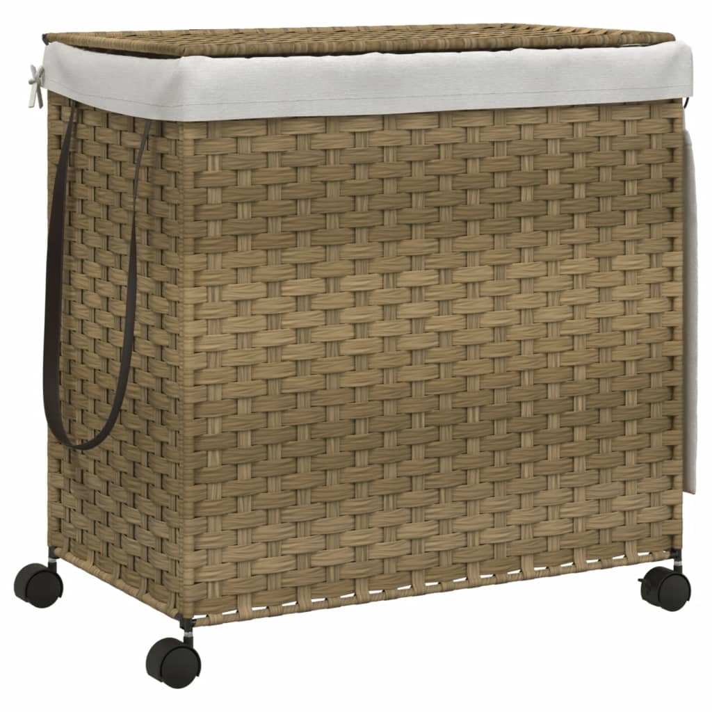 vasketøjskurv med hjul 60x35x60,5 cm rattan