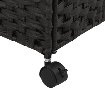 vasketøjskurv med hjul 60x35x60,5 cm rattan sort
