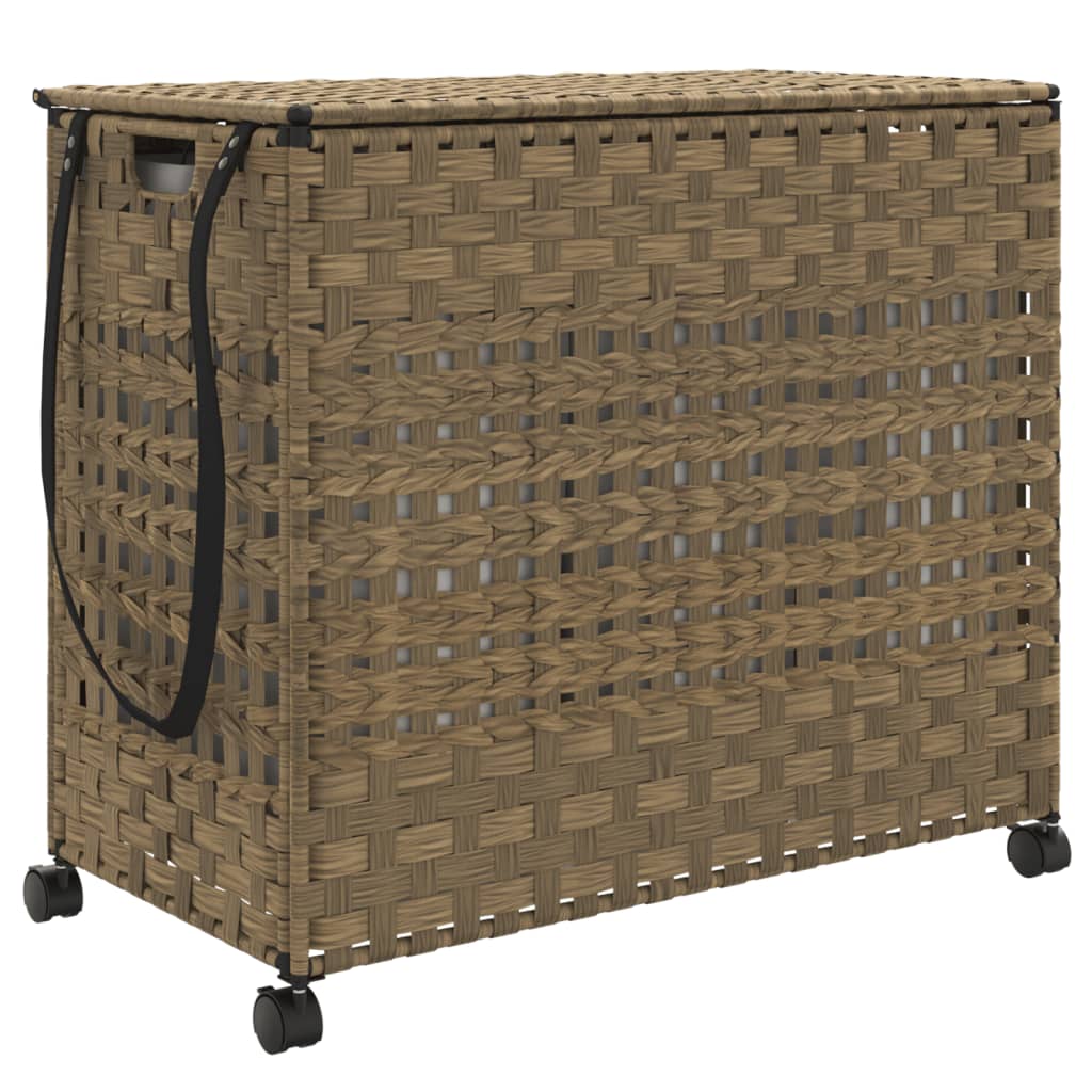 vasketøjskurv med hjul 66x35x60 cm rattan