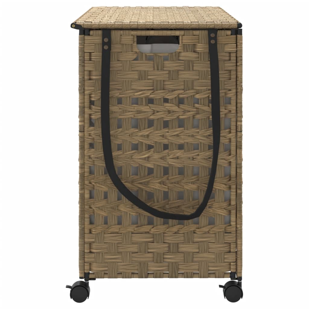 vasketøjskurv med hjul 66x35x60 cm rattan
