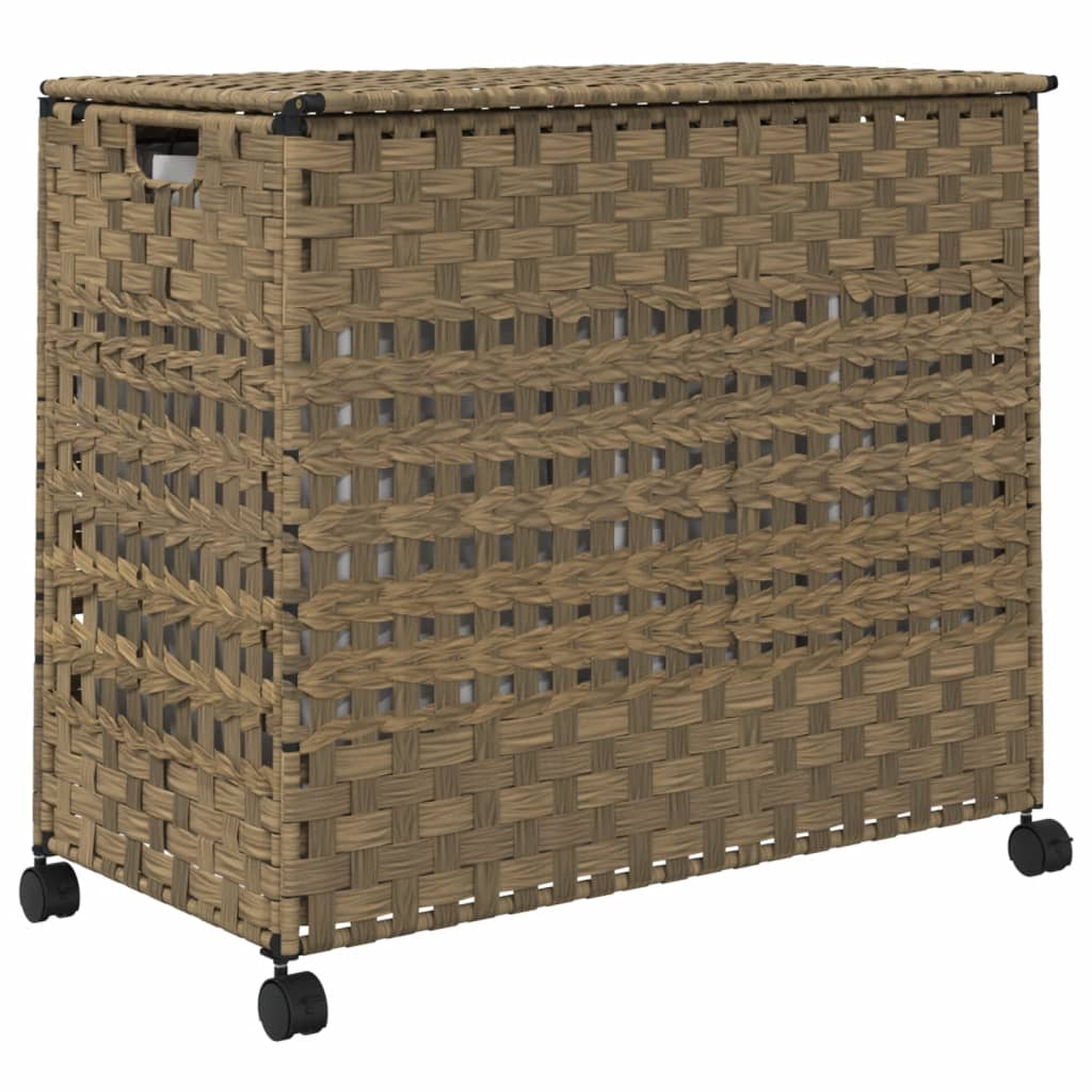 vasketøjskurv med hjul 66x35x60 cm rattan
