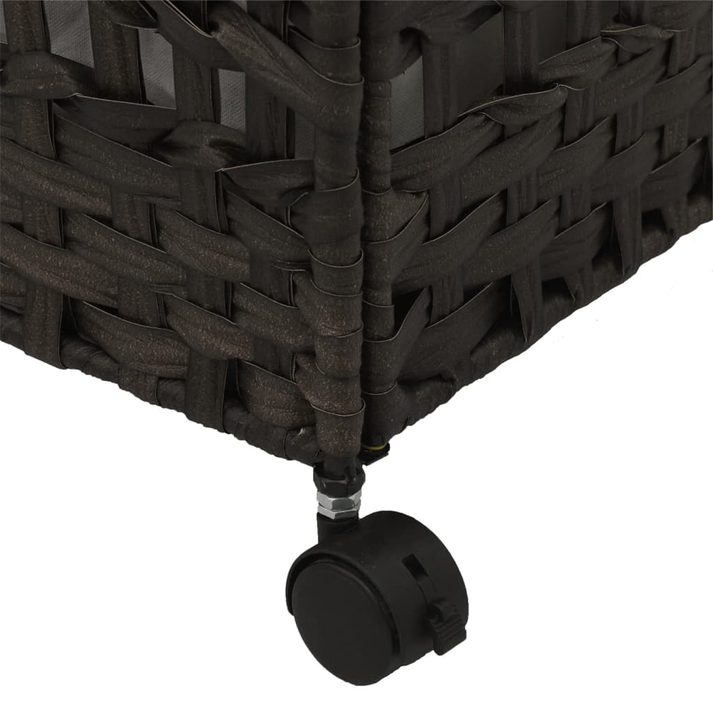 vasketøjskurv med hjul 66x35x60 cm rattan mørkebrun