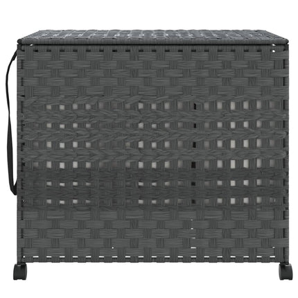 vasketøjskurv med hjul 66x35x60 cm rattan grå