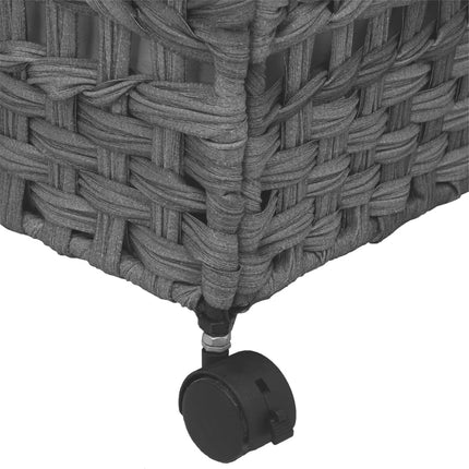 vasketøjskurv med hjul 66x35x60 cm rattan grå