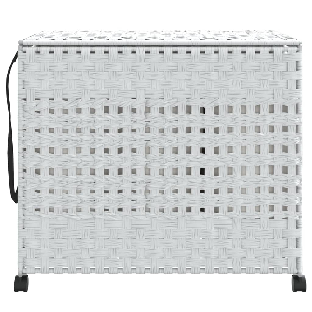 vasketøjskurv med hjul 66x35x60 cm rattan hvid