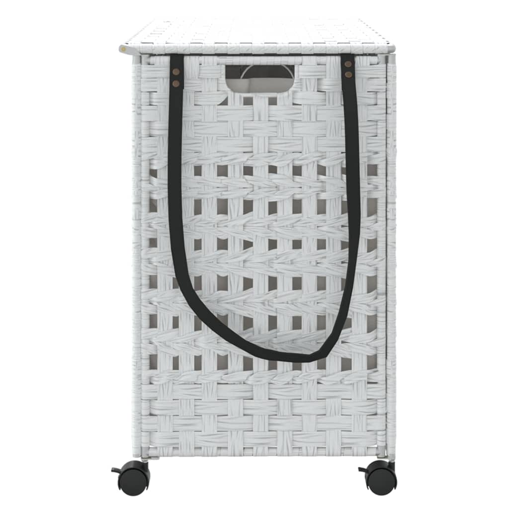 vasketøjskurv med hjul 66x35x60 cm rattan hvid