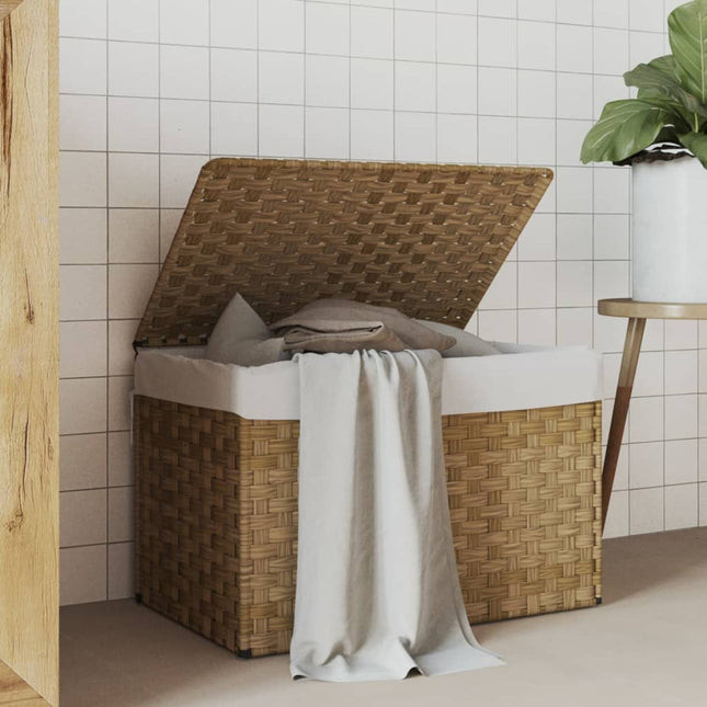 vasketøjskurv med låg 55,5x35x34 cm polyrattan