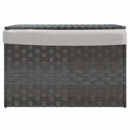 vasketøjskurv med låg 55,5x35x34 cm polyrattan grå