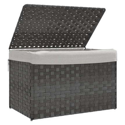 vasketøjskurv med låg 55,5x35x34 cm polyrattan grå