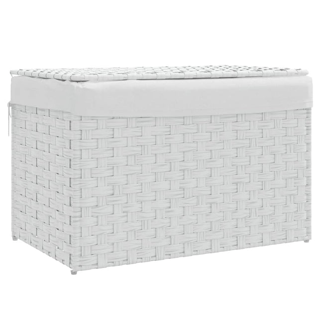vasketøjskurv med låg 55,5x35x34 cm polyrattan hvid