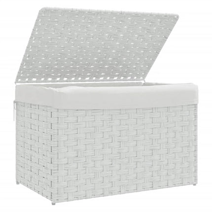 vasketøjskurv med låg 55,5x35x34 cm polyrattan hvid