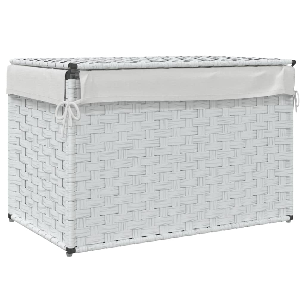 vasketøjskurv med låg 55,5x35x34 cm polyrattan hvid