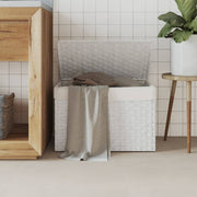 vasketøjskurv med låg 55,5x35x34 cm polyrattan hvid